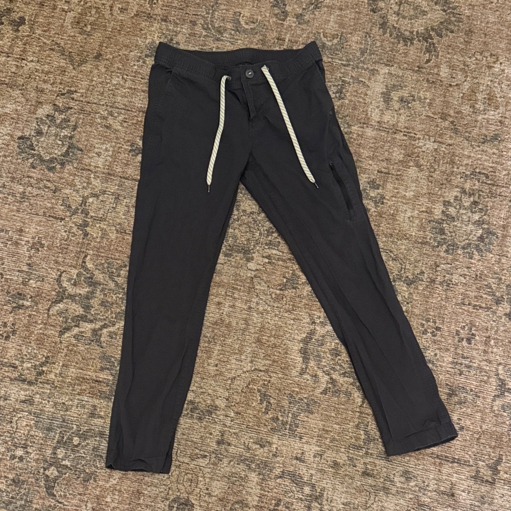 Vuori Black Track Pants with White Drawstring